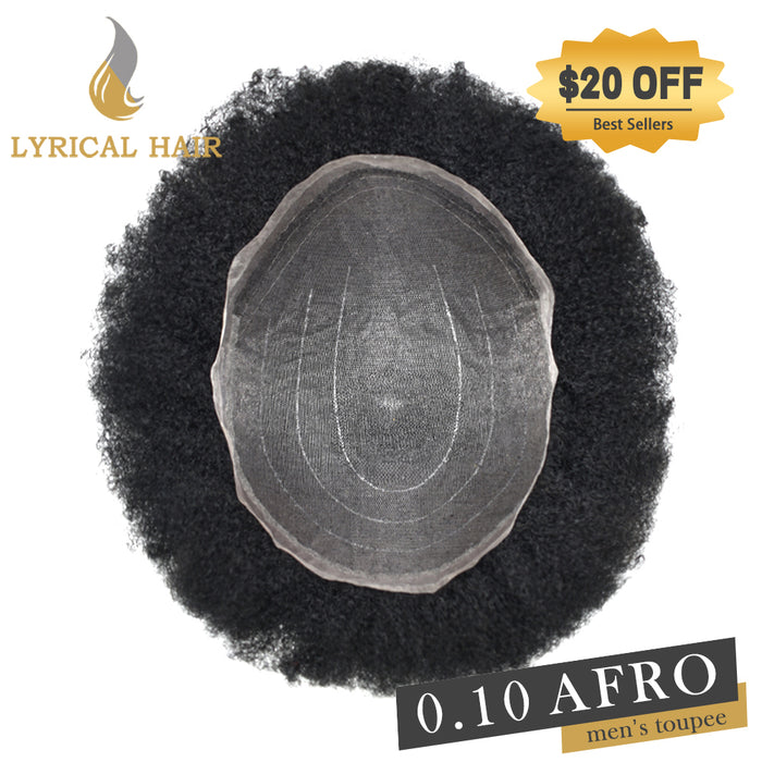 LYRICAL HAIR US STOCK Afro Curly Toupee For Black Men Full Swiss Super Welded Lace Hair Units for African American Men Hairpieces