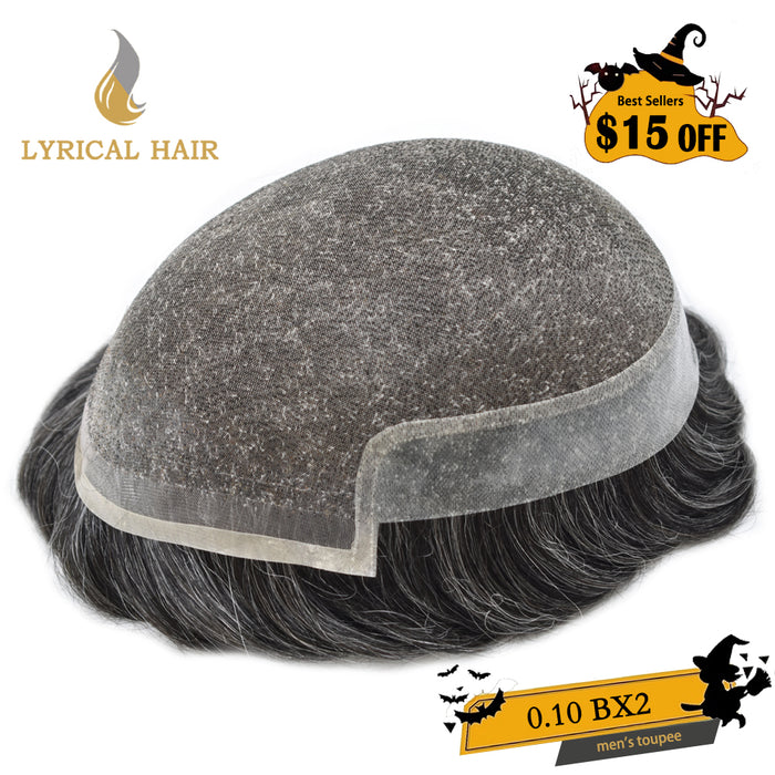 LYRICAL HAIR Hair System For Men Soft Welded Lace Base Front Human Hairpiece Bleached Knot Natural Hairline Hair System