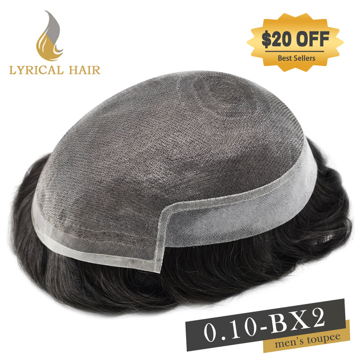 LYRICAL HAIR Hair System For Men Soft Welded Lace Base Front Human Hairpiece Bleached Knot Natural Hairline Hair System
