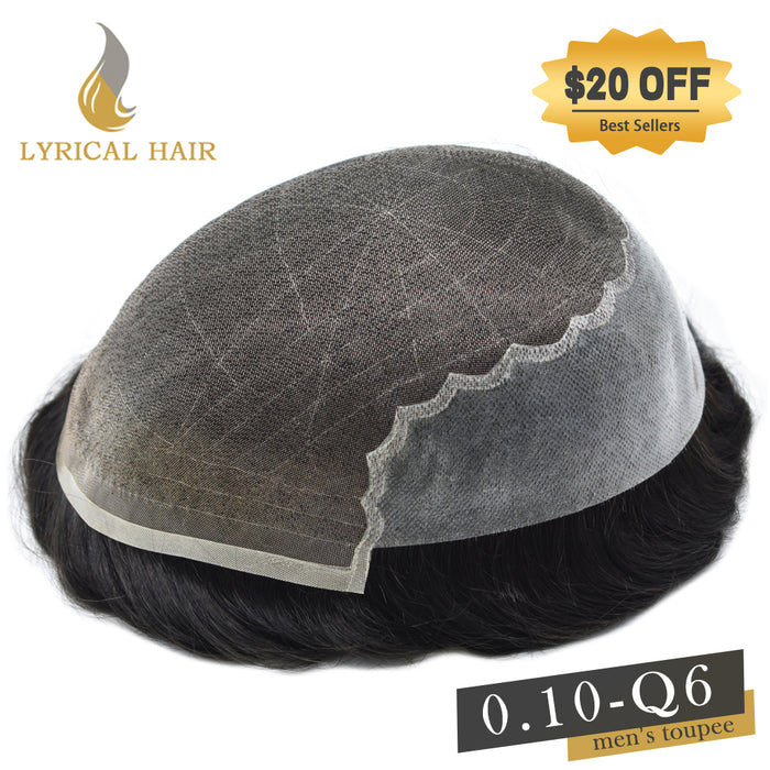 LYRICAL HAIR System For Men Human Hair Swiss Super Welded Lace wIith Poly Natural Hairline Bleached Knots Toupee for Men