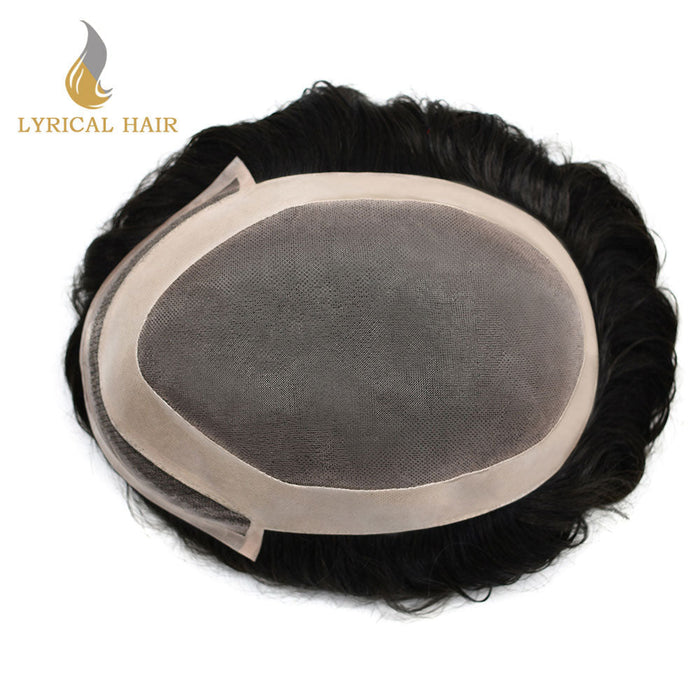 LYRICAL HAIR US Stock Fine Mono Hair System for Men PU Coated Perimeter 1/4ft Welded Mono Lace Front Mens Hairpieces