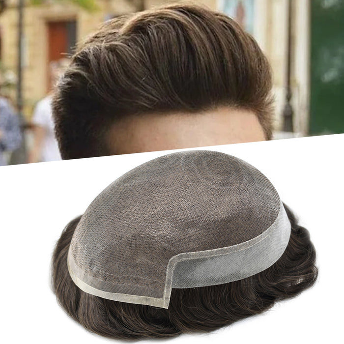 LYRICAL HAIR Hair System For Men Soft Welded Lace Base Front Human Hairpiece Bleached Knot Natural Hairline Hair System