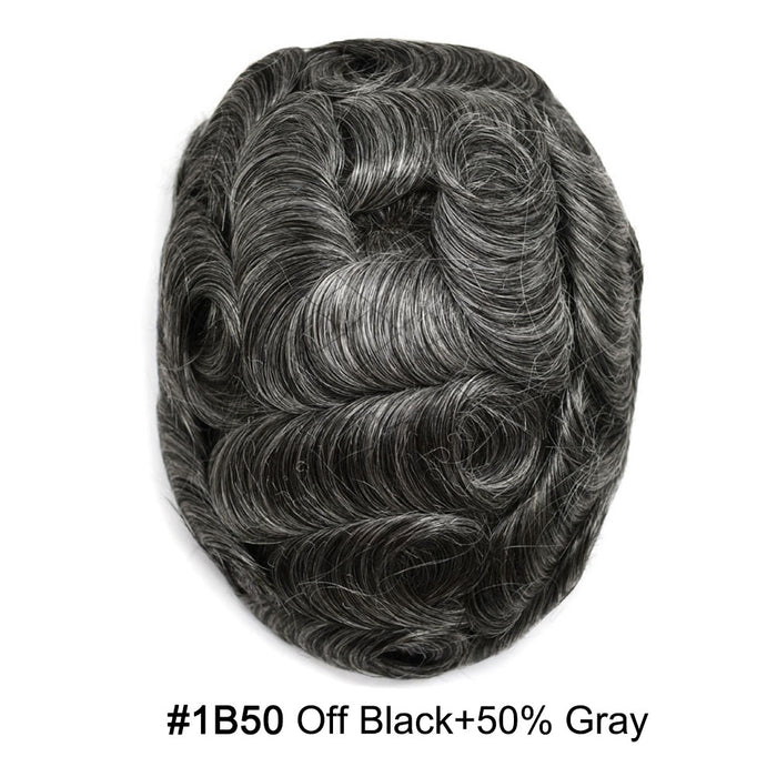 LYRICAL HAIR Fine Mono Poly Skin Mens Hair Pieces French Lace Front Men Toupee Hair Replacement System for Men