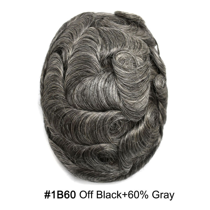 LYRICAL HAIR Fine Mono Poly Skin Mens Hair Pieces French Lace Front Men Toupee Hair Replacement System for Men