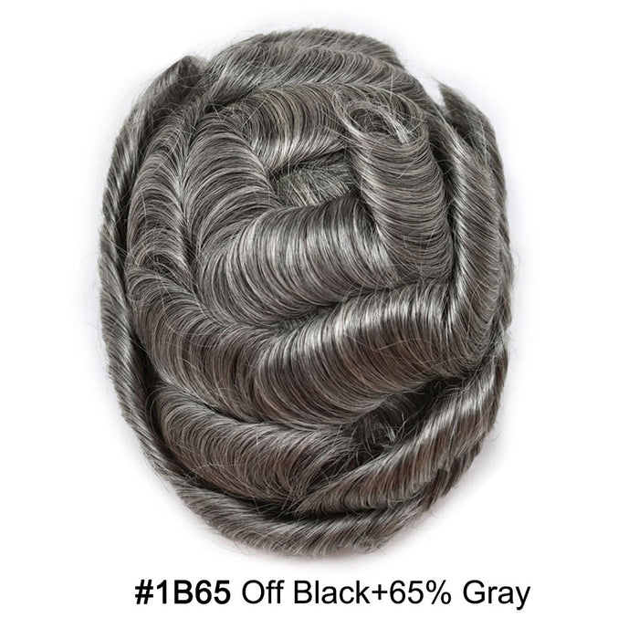 LYRICAL HAIR US Stock French Lace With PU Human Hair System For Men Natural Hairline Bleached  Knots Toupee for Men