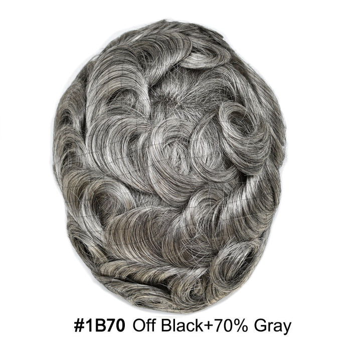 US Stock Toupee for Mens Full PU Injected Human Hairpiece for Men Durable Mens Hair System | Black