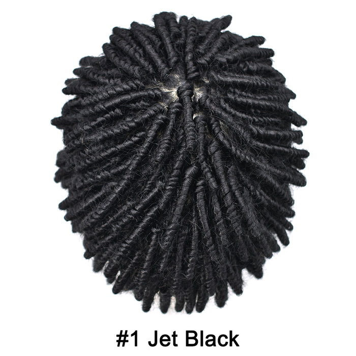 LYRICAL HAIR Afro Curl Toupee For Black Men US STOCK Crochet Braid African American Afro Wavy Men Toupee Hairpieces Full Poly Thin Skin Mens Hair System