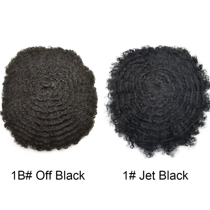 LYRICAL HAIR Afro Curly Toupee For Black Men Full French Lace Hair Units Mens Hairpieces