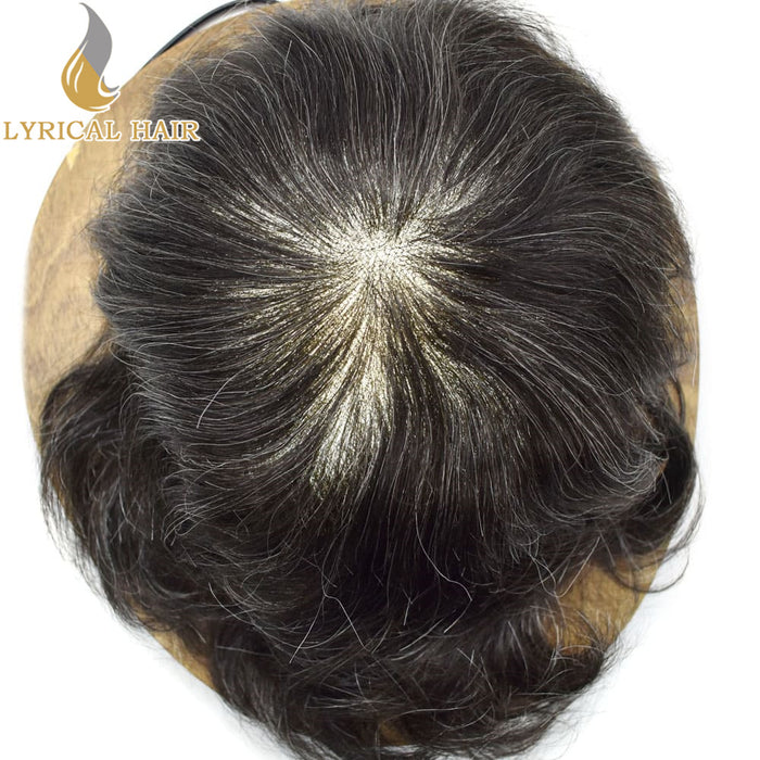 LYRICAL HAIR Full Swiss Super Welded Lace Mens Toupee Bleached Knots Men Hair Piece