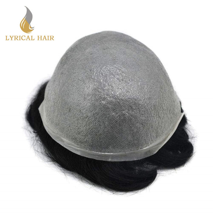 US Stock 0.06mm Ultra Thin Skin Hair System for Men V-Looped Knots Mens Hairpieces Toupee for Men | Black