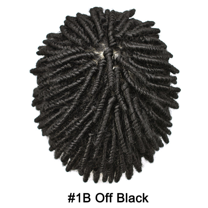 LYRICAL HAIR Afro Curl Toupee For Black Men US STOCK Crochet Braid African American Afro Wavy Men Toupee Hairpieces Full Poly Thin Skin Mens Hair System