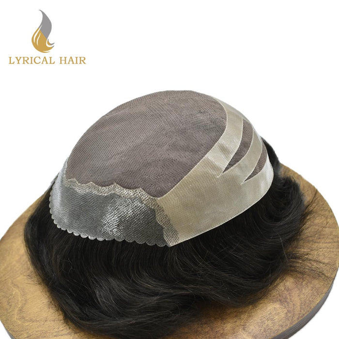LYRICAL HAIR Mens Hair System Fine Monofilament Front Mens Human Hair Toupee Non-Surgical Hair Replacement For Mens Hairpiece