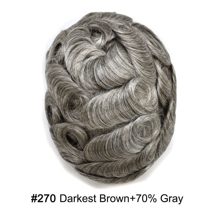 US Stock Toupee for Mens Full PU Injected Human Hairpiece for Men Durable Mens Hair System | Black