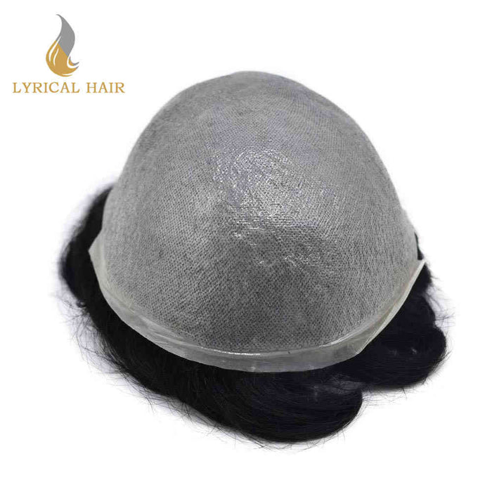 LYRICAL HAIR Mens Toupee 0.06mm Ultra Thin Skin Hair Replacement System for Men V-Looped Knots Mens Hairpieces Natural Hairline Toupee for Men