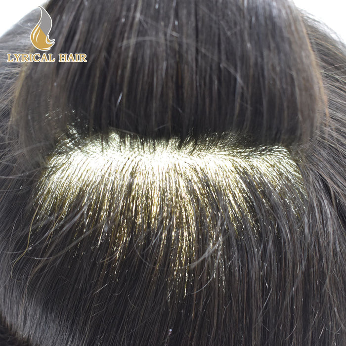 LYRICAL HAIR Men Hair System Full Poly 0.12mm Thickness Men Toupee Hairpieces