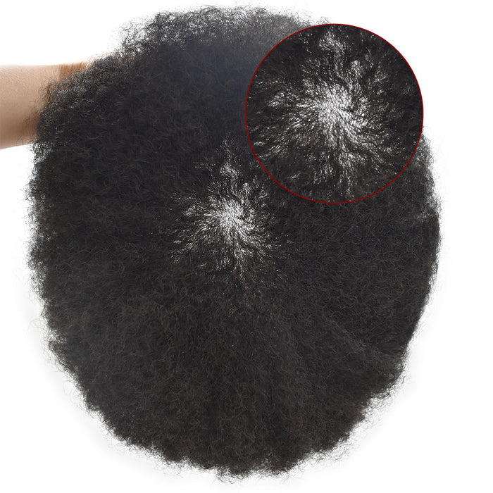 LYRICAL HAIR Kinky Curly Afro Mens Toupee 0.03-0.06mm Thickness PU  Hair Unit For Black Men