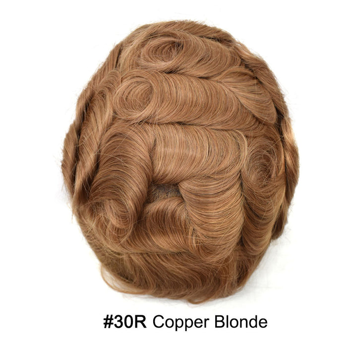 US Stock Toupee for Mens Full PU Injected Human Hairpiece for Men Durable Mens Hair System | Black