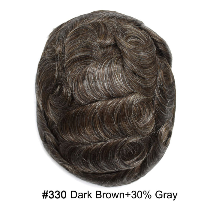 LYRICAL HAIR US Stock French Lace With PU Human Hair System For Men Natural Hairline Bleached  Knots Toupee for Men