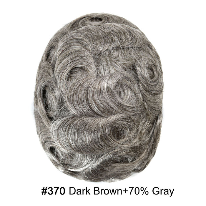US Stock Toupee for Mens Full PU Injected Human Hairpiece for Men Durable Mens Hair System | Black