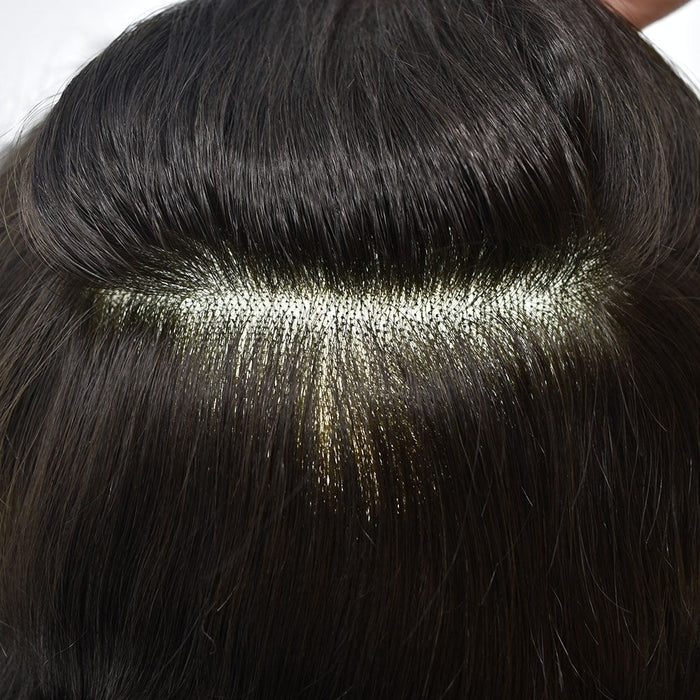 LYRICAL HAIR Human Hair System For Men Monofilament With PU Lace Folded In Front Hairpiece