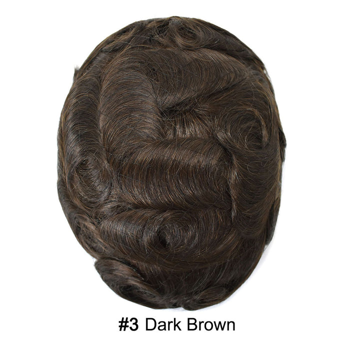LYRICAL HAIR Fine Mono Poly Skin Mens Hair Pieces French Lace Front Men Toupee Hair Replacement System for Men