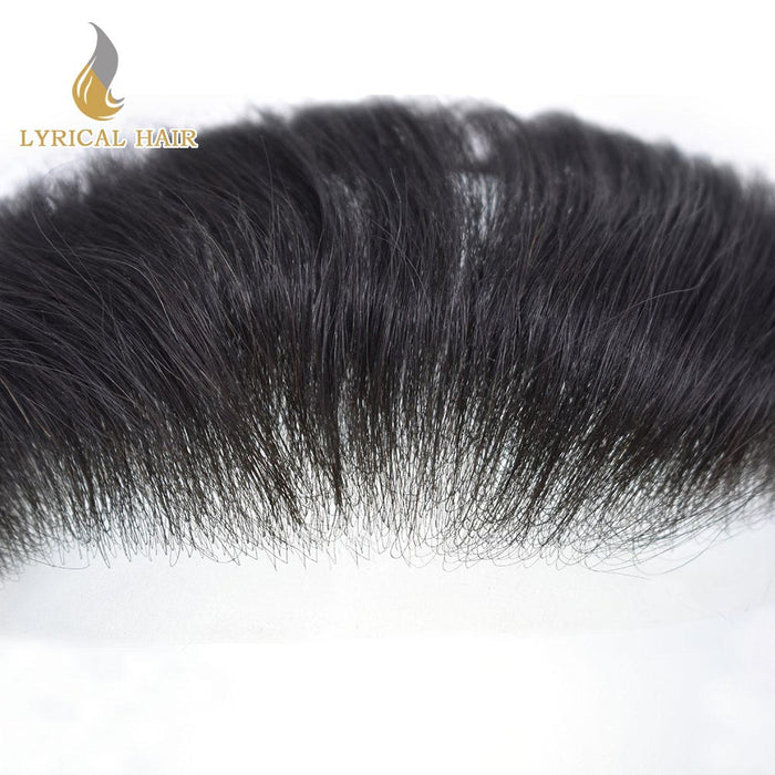 LYRICAL HAIR Men Frontal Hair System US STOCK V-Looped PU Toupee for Men Natural Hairline Mens Toupee