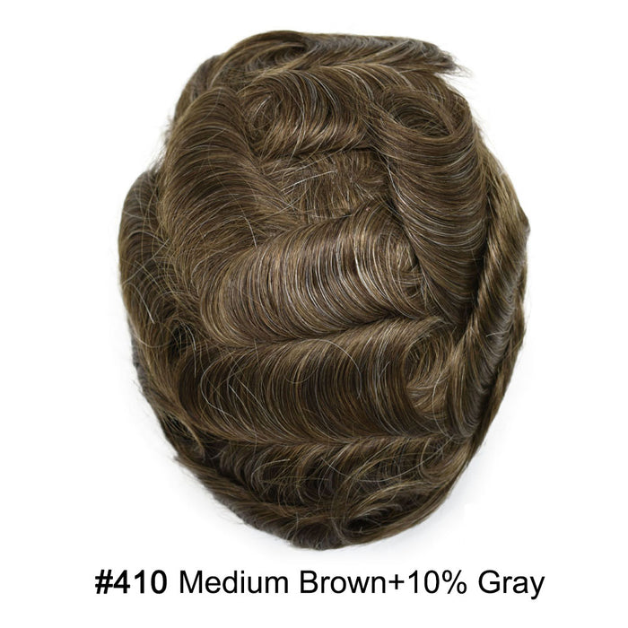 LYRICAL HAIR US Stock French Lace With PU Human Hair System For Men Natural Hairline Bleached  Knots Toupee for Men
