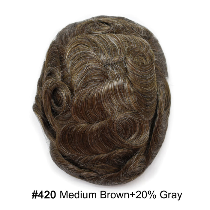 LYRICAL HAIR US Stock French Lace With PU Human Hair System For Men Natural Hairline Bleached  Knots Toupee for Men