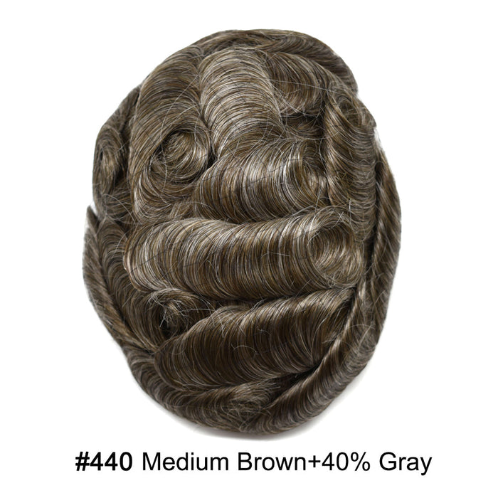 US Stock Toupee for Mens Full PU Injected Human Hairpiece for Men Durable Mens Hair System | Black
