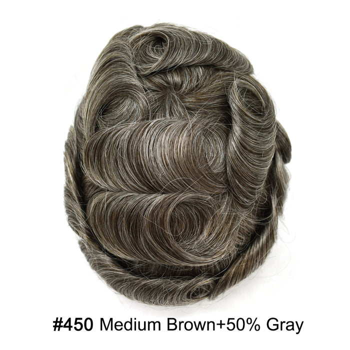 LYRICAL HAIR US Stock French Lace With PU Human Hair System For Men Natural Hairline Bleached  Knots Toupee for Men