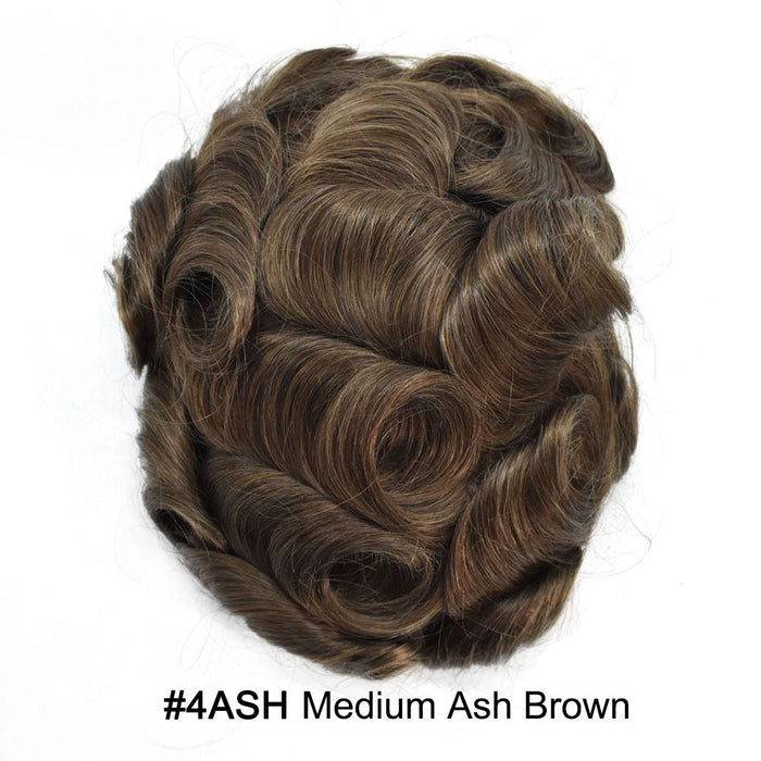 LYRICAL HAIR US Stock Human Hairpiece French Lace Mens Toupee Poly Skin Around Mens Hair System
