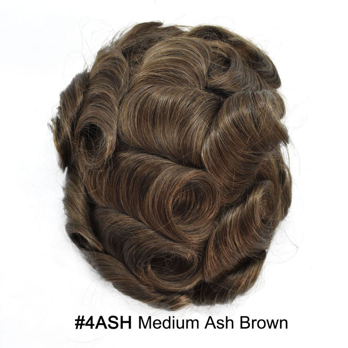 LYRICAL HAIR US Stock French Lace With PU Human Hair System For Men Natural Hairline Bleached  Knots Toupee for Men