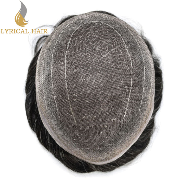 LYRICAL HAIR Full Swiss Super Welded Lace Mens Toupee Bleached Knots Men Hair Piece
