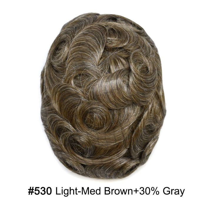 LYRICAL HAIR US Stock French Lace With PU Human Hair System For Men Natural Hairline Bleached  Knots Toupee for Men