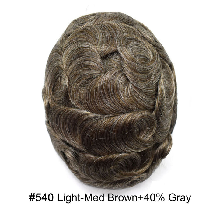 LYRICAL HAIR US Stock French Lace With PU Human Hair System For Men Natural Hairline Bleached  Knots Toupee for Men