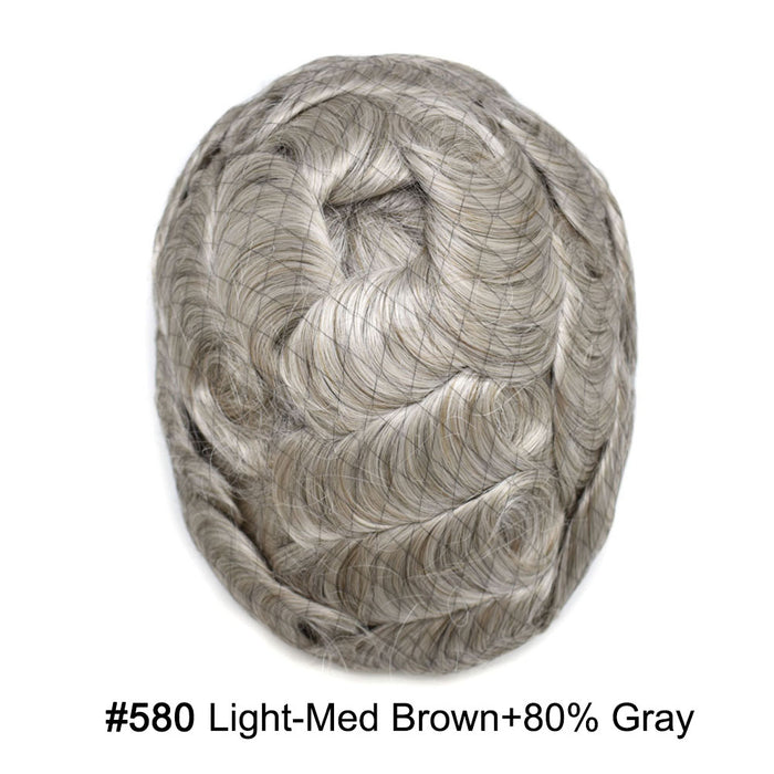 LYRICAL HAIR US Stock French Lace With PU Human Hair System For Men Natural Hairline Bleached  Knots Toupee for Men