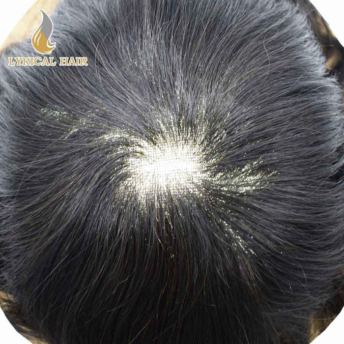 LYRICAL HAIR US Stock French Lace Hair System for Men PU Coated Mens Hairpiece Center Lace Human Toupee for Men