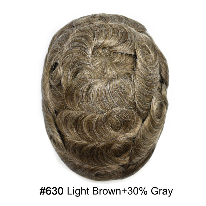 LYRICAL HAIR US Stock French Lace With PU Human Hair System For Men Natural Hairline Bleached  Knots Toupee for Men