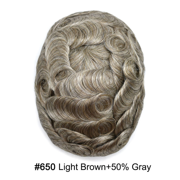 LYRICAL HAIR US Stock French Lace With PU Human Hair System For Men Natural Hairline Bleached  Knots Toupee for Men