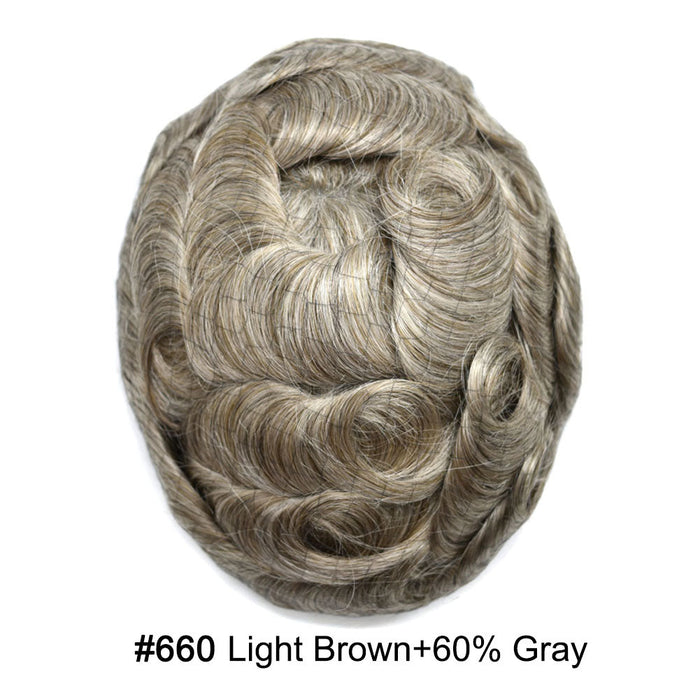 US Stock Toupee for Mens Full PU Injected Human Hairpiece for Men Durable Mens Hair System | Black
