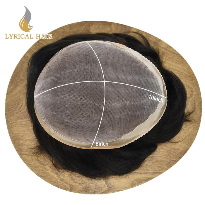 LYRICAL HAIR Men Toupee Fine Monofliament Durable Mens Hair System Human Hair Mens Hairpiece
