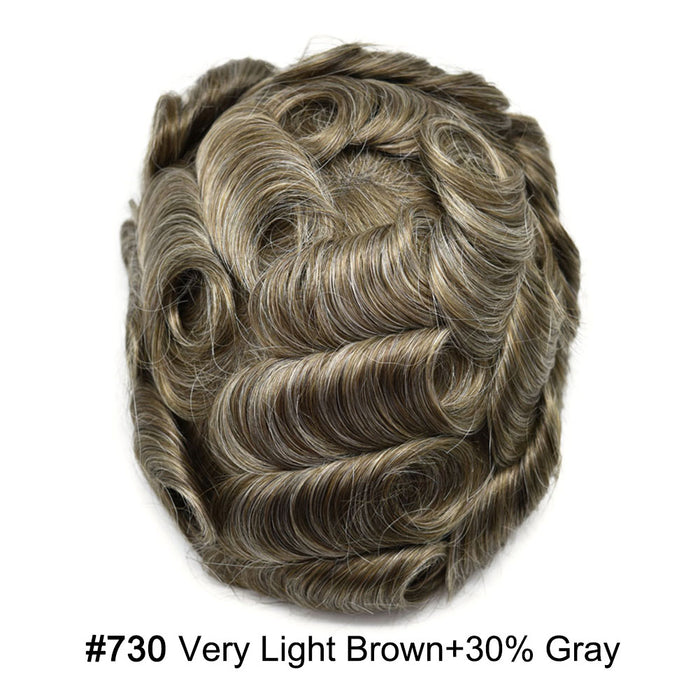 LYRICAL HAIR US Stock French Lace With PU Human Hair System For Men Natural Hairline Bleached  Knots Toupee for Men