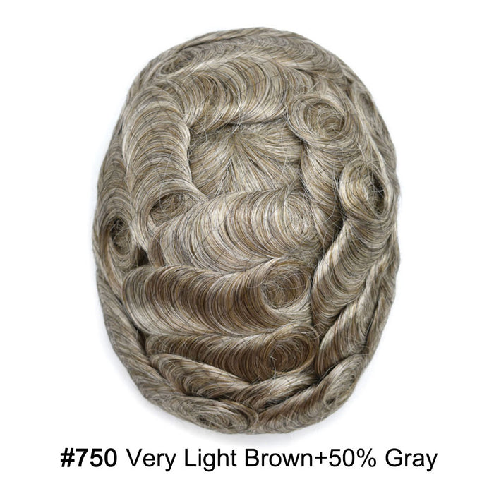 LYRICAL HAIR US Stock French Lace With PU Human Hair System For Men Natural Hairline Bleached  Knots Toupee for Men