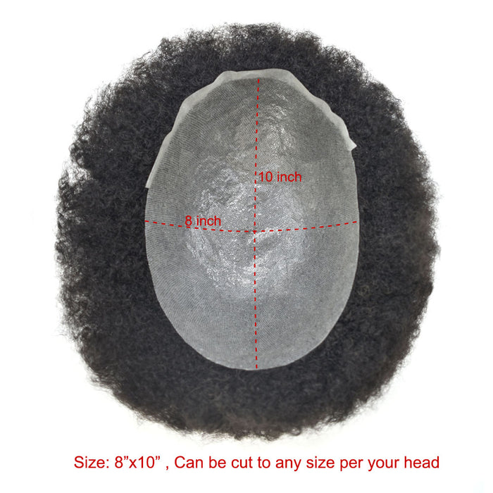 LYRICAL HAIR Kinky Curly Afro Mens Toupee 0.03-0.06mm Thickness PU  Hair Unit For Black Men