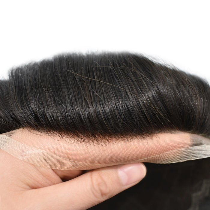 LYRICAL HAIR Hair System For Men Soft Welded Lace Base Front Human Hairpiece Bleached Knot Natural Hairline Hair System
