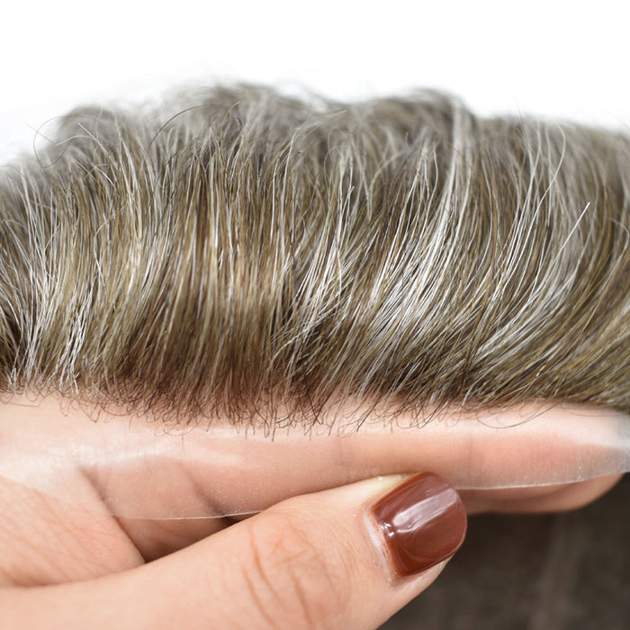 Human Hair System For Men Fine Monofilament With PU Hairpieces For Men | Black