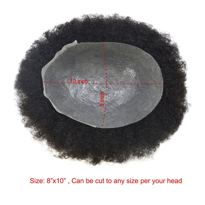LYRICAL HAIR Kinky Curly Afro Mens Toupee 0.03-0.06mm Thickness PU  Hair Unit For Black Men