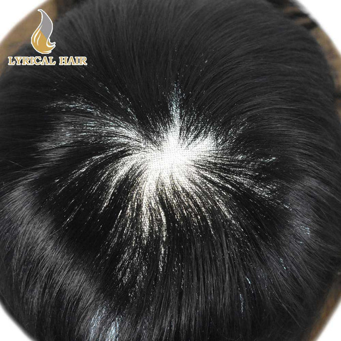 LYRICAL HAIR US Stock Full Swiss Lace Bleached Knots Mens Hairpieces Natural Hairline Toupee for Men