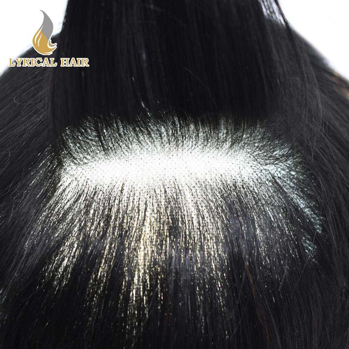 French Lace Front Mens Toupee Breathable Human Hairpiece | Black