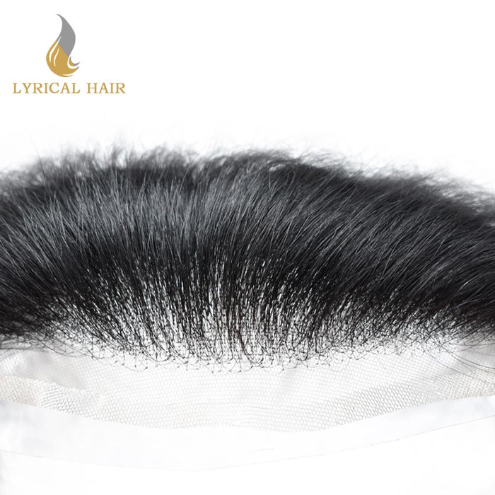 LYRICAL HAIR Swiss Lace Frontal 18CM x 4CM High Quality Frontal Indian Remy Human Hair for Receding Hairline Front Hair System